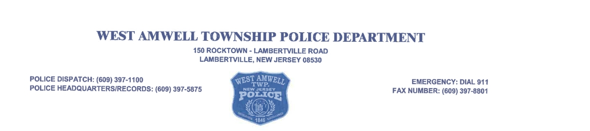 West Amwell Township Police Department, NJ Police Jobs