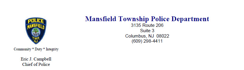 Mansfield Township Police Department (Burlington County), NJ Police Jobs
