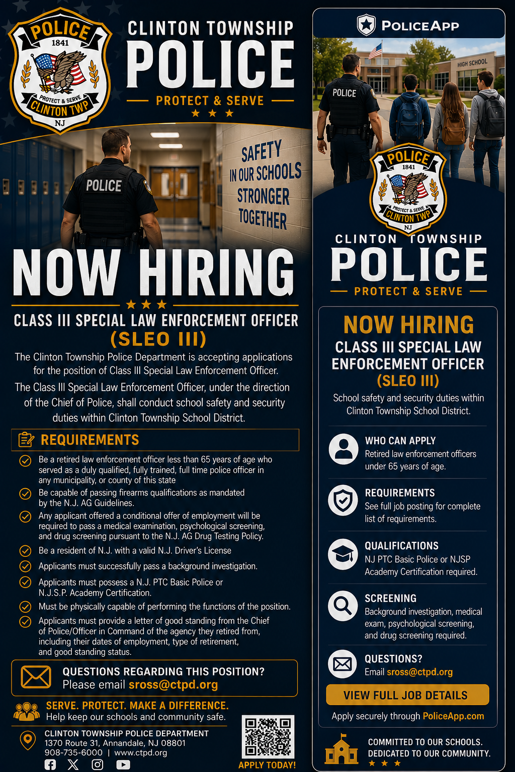 Clinton Township Police Department, NJ Police Jobs
