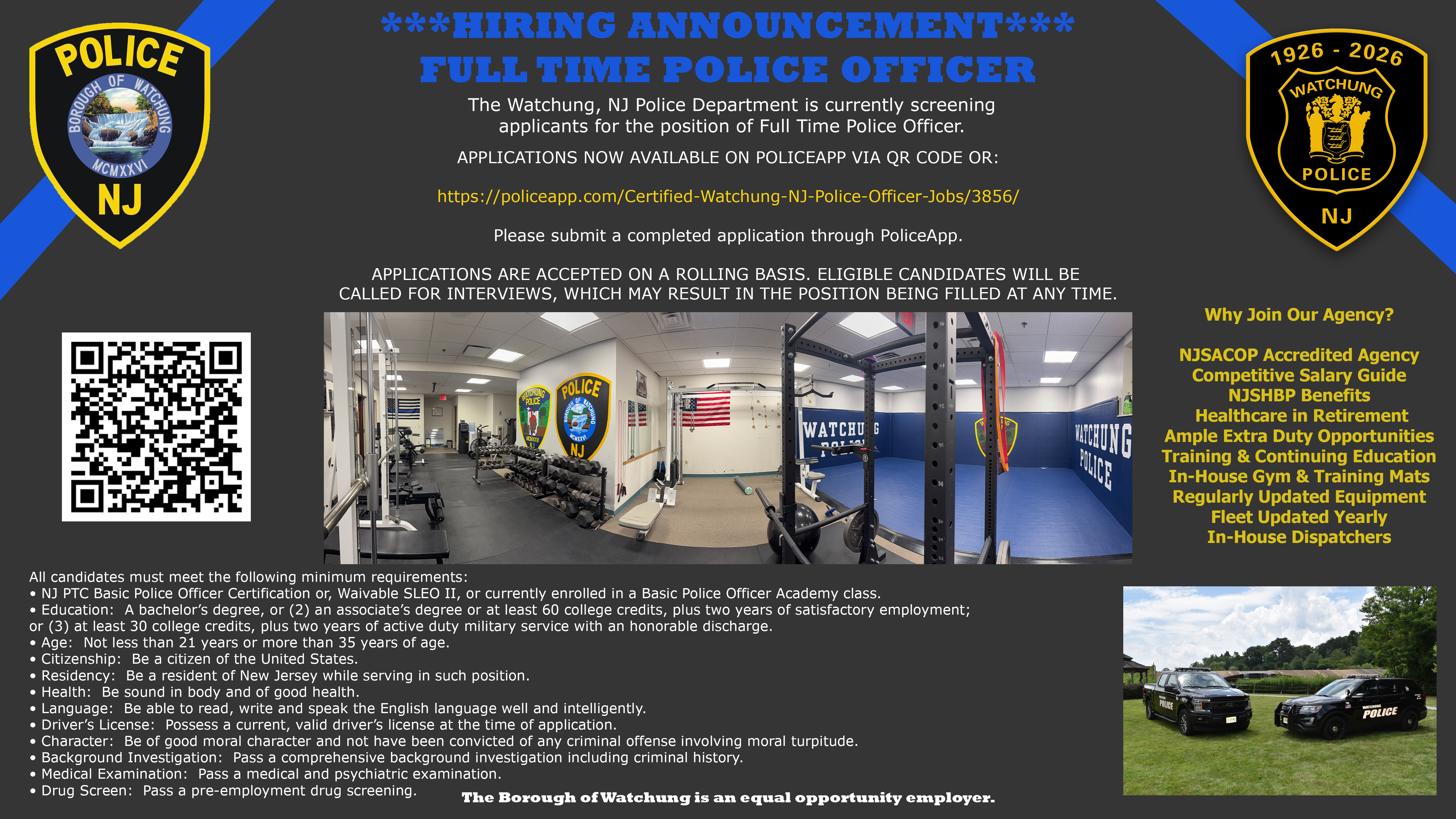 Watchung Police Department, NJ Police Jobs