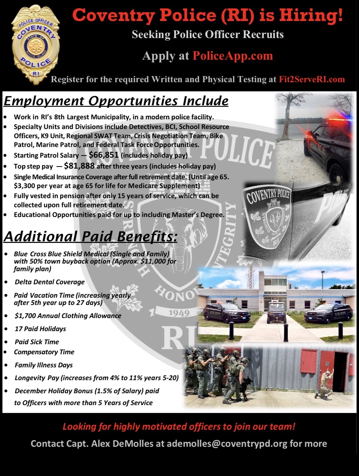 Coventry RI Police Department, RI Police Jobs