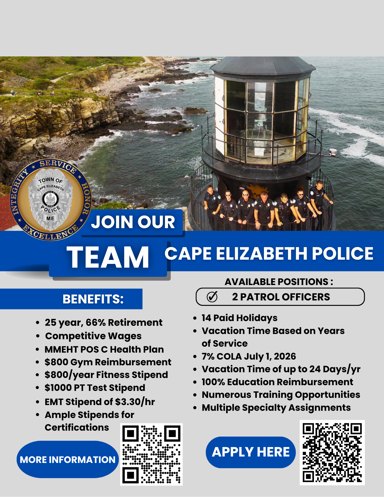 Cape Elizabeth Police Department, ME Police Jobs