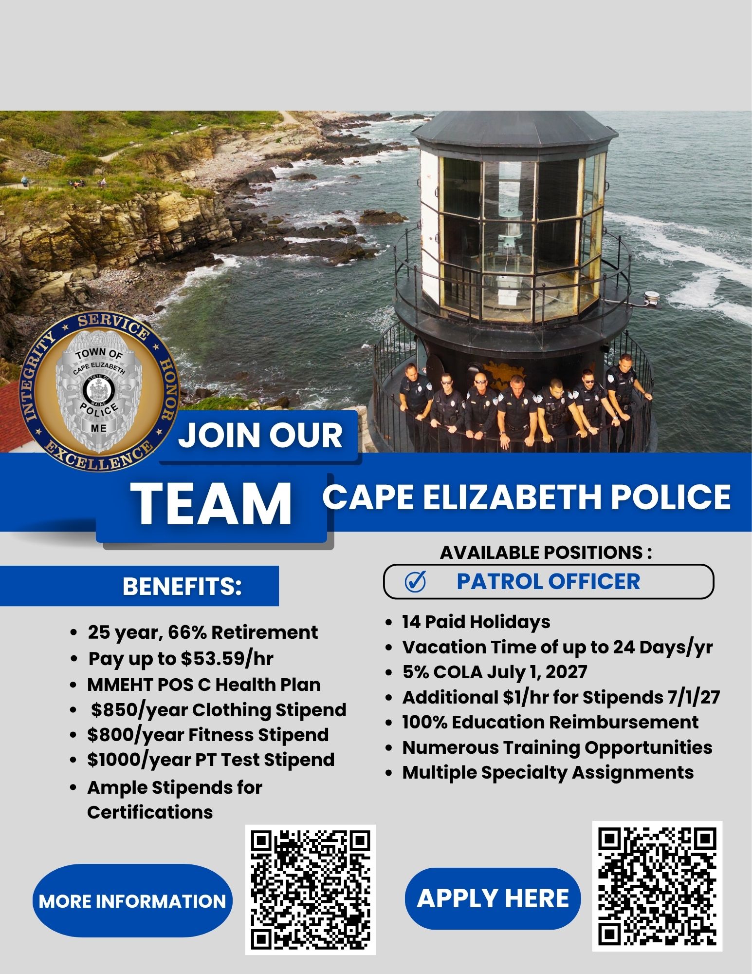 Cape Elizabeth Police Department, ME Police Jobs