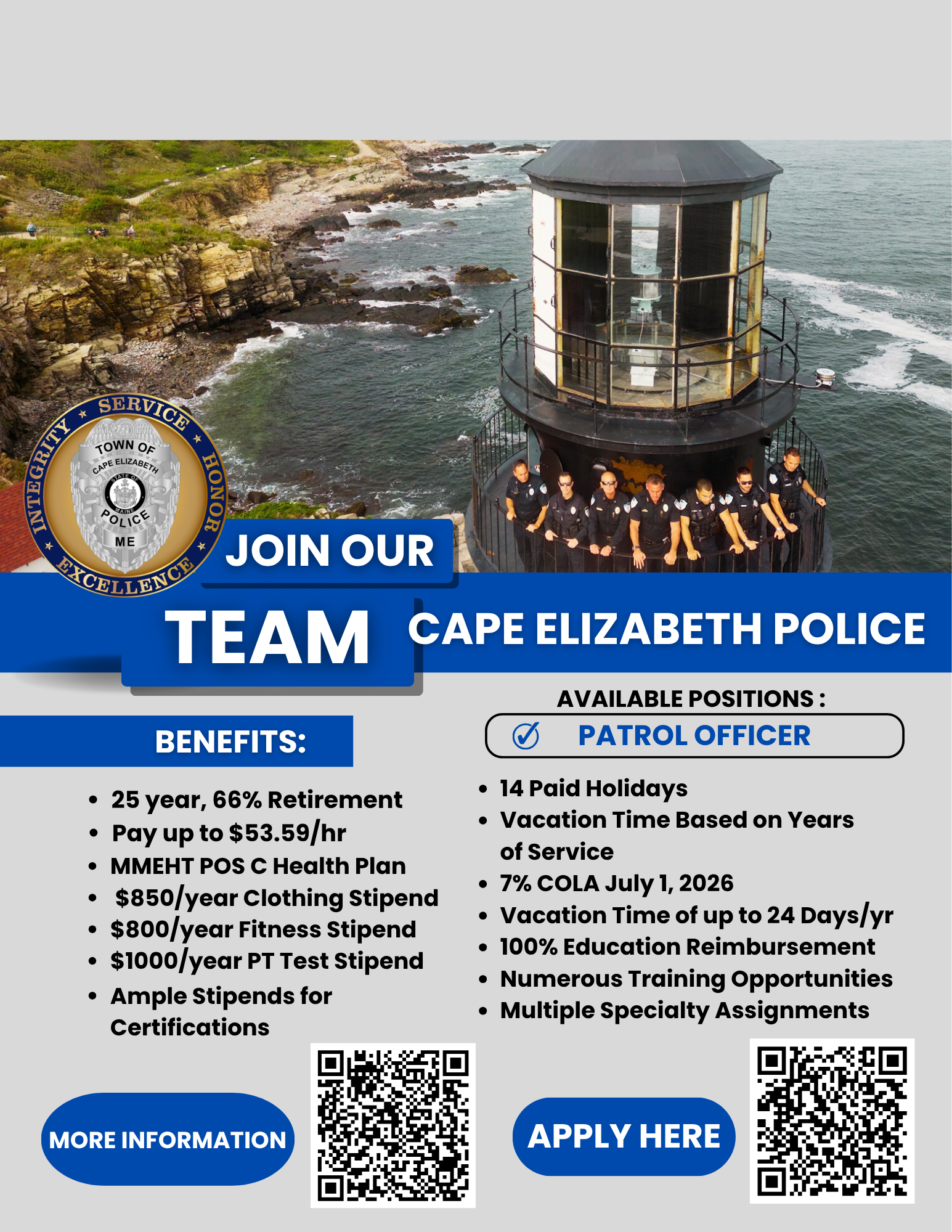 Cape Elizabeth Police Department, ME Police Jobs