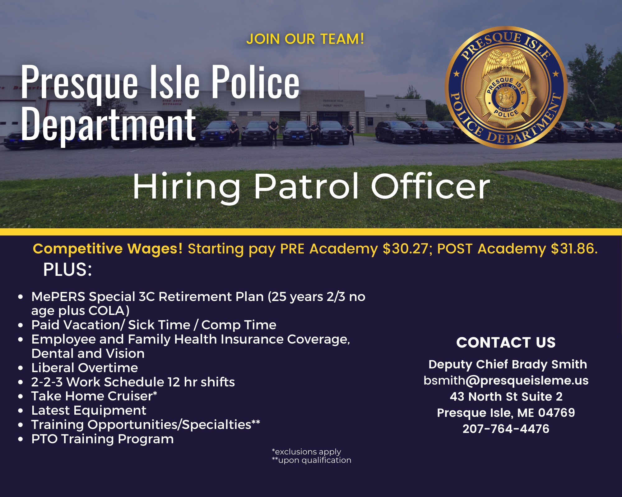Presque Isle Police Department, ME Police Jobs