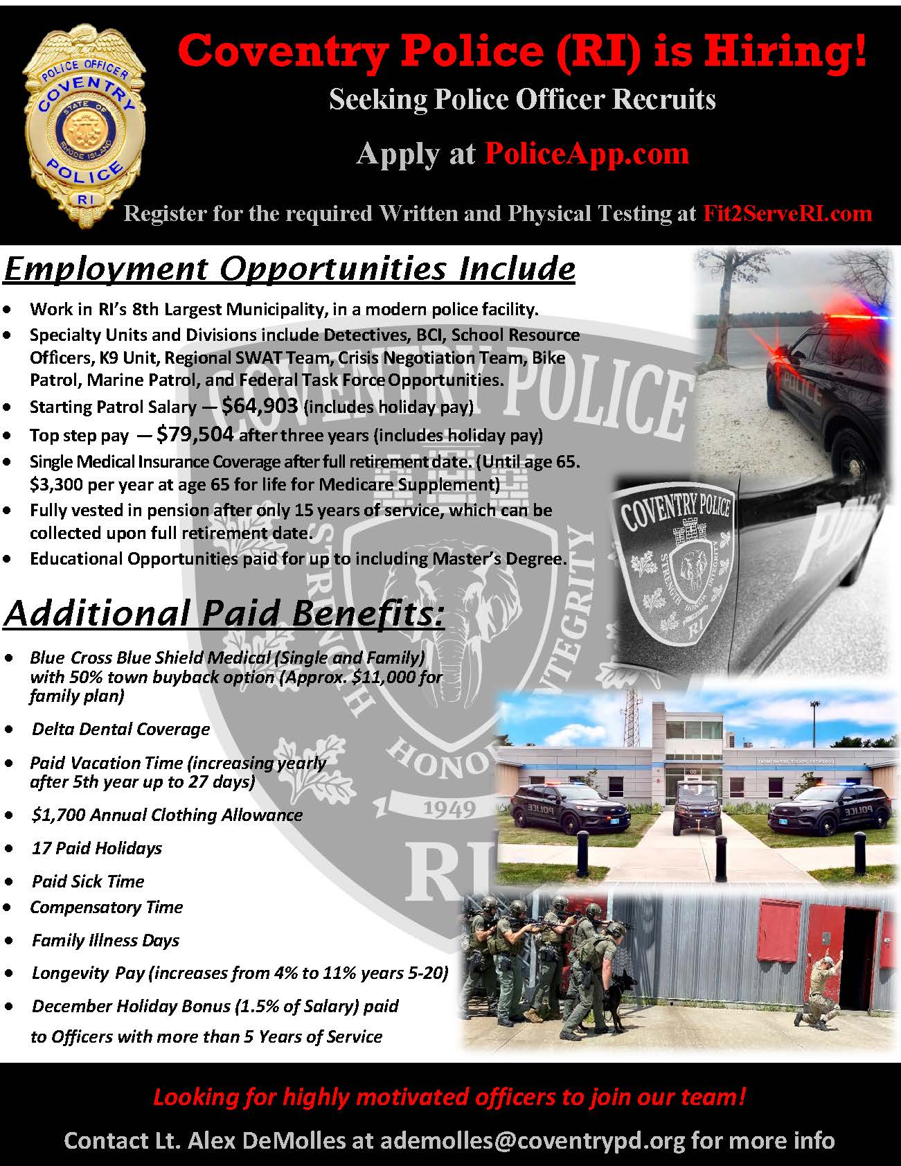 Coventry RI Police Department, RI Police Jobs
