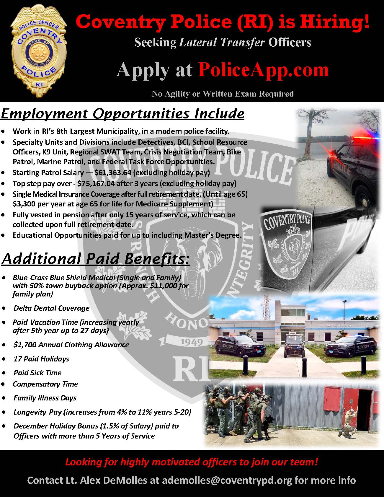 Coventry RI Police Department, RI Police Jobs