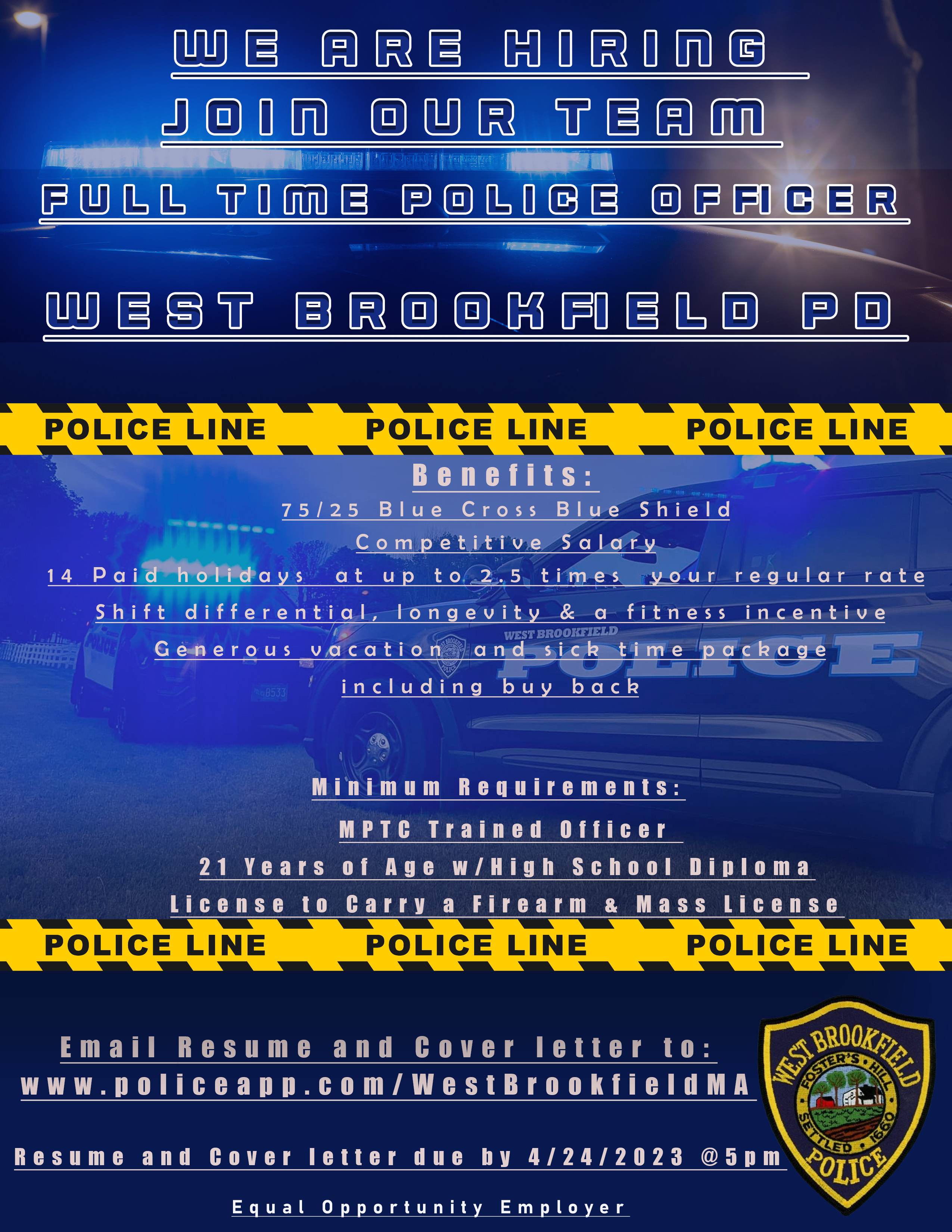West Brookfield, MA Police Jobs Certified PoliceApp