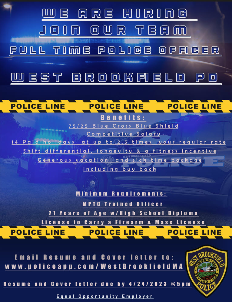 West Brookfield, MA Police Jobs Certified PoliceApp