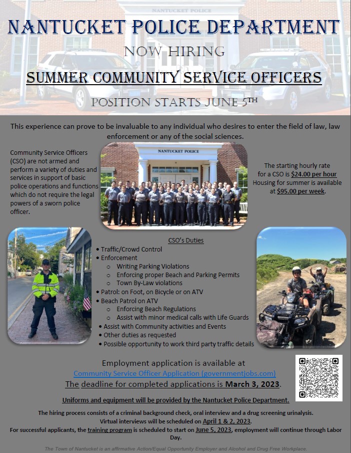 Nantucket, MA Police Jobs Seasonal PoliceApp