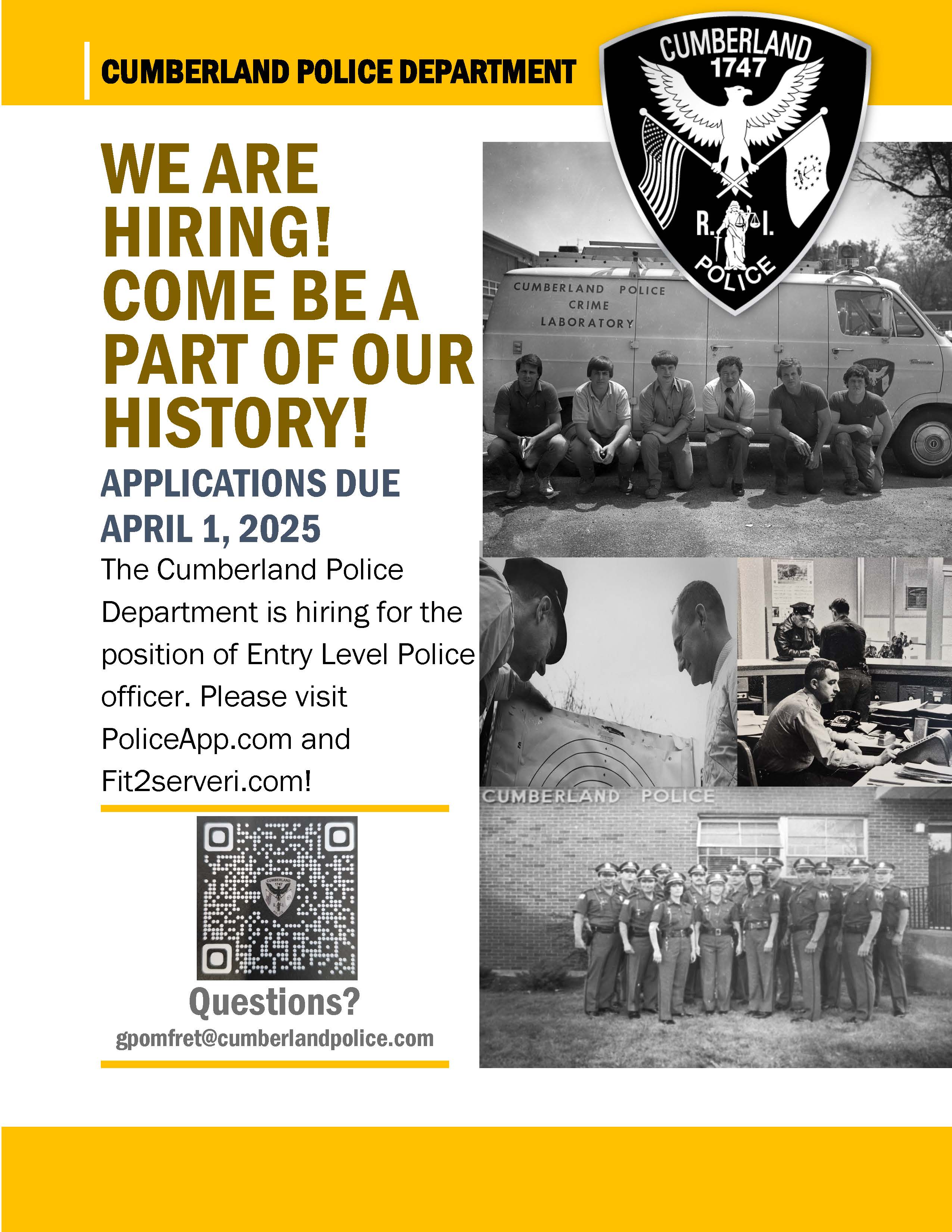Cumberland Police Department, RI Police Jobs