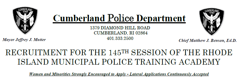 Cumberland Police Department, RI Police Jobs