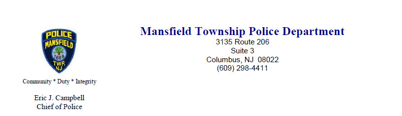 Mansfield Township Police Department (Burlington County), NJ Police Jobs