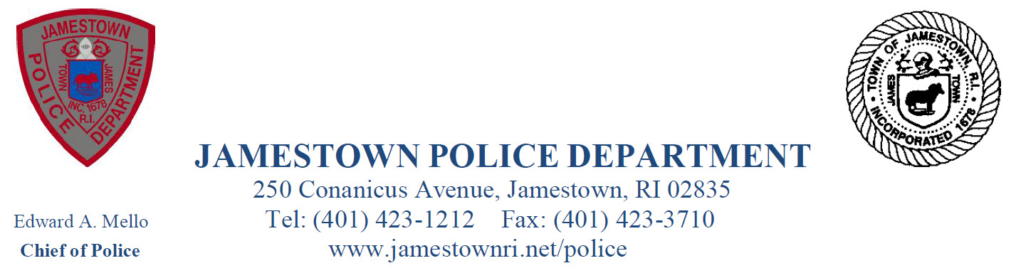 Jamestown Police Department, RI Police Jobs