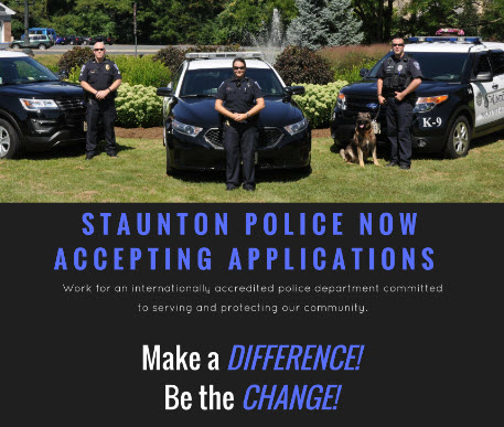 Staunton Police Department, VA Police Jobs