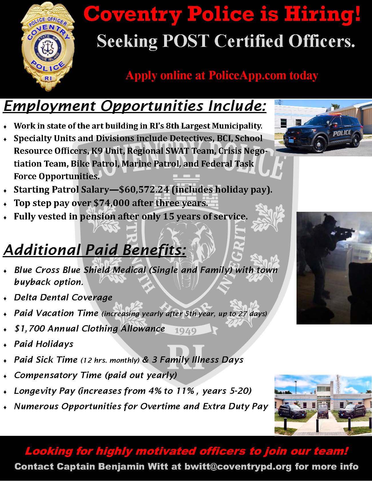 Coventry RI, RI Police Jobs Certified PoliceApp